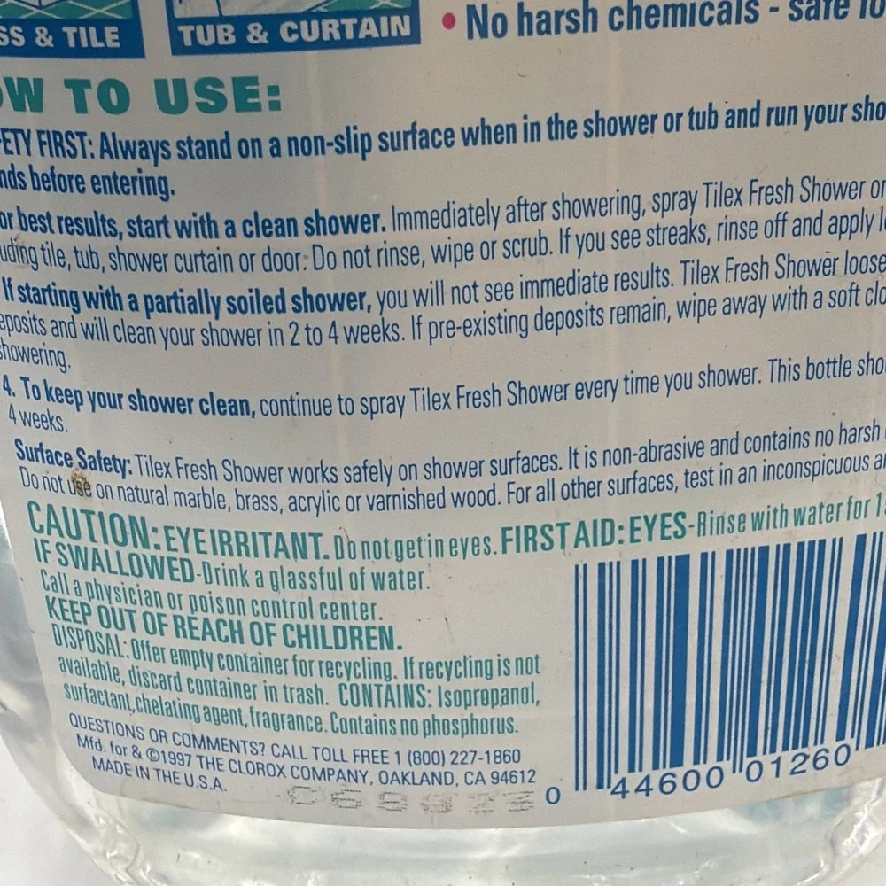 Discontinued Tilex Fresh Shower Daily Shower Cleaner 32 Fl Oz 90% Full 1997